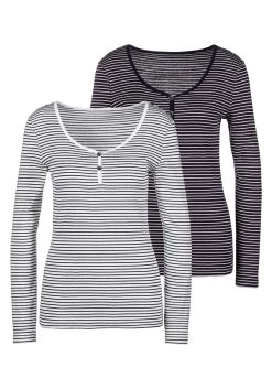 Chiemsee Beugelbikini Met Trendy Bloemenprint -Beste Bikini Winkel beachtime shirt met lange mouwen zachte ribkwaliteit set van 2 blauw