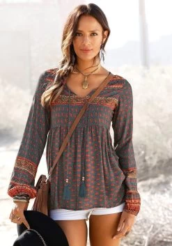 KIDS ONLY Bandeaubikini KOGAMANDA C. STRUCTURE BIKINI SET (set, 2 Stuks) -Beste Bikini Winkel buffalo blouse zonder sluiting met etnoprint bruin