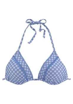 Buffalo Triangel-bikinitop Geruit Met Sierrand -Beste Bikini Winkel buffalo triangel bikinitop geruit met sierrand blauw 3