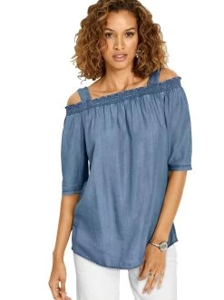 Buffalo Triangelbikini Met Trendy Dubbele Bandjes -Beste Bikini Winkel classic inspirationen blouse met carmenhals blauw 1