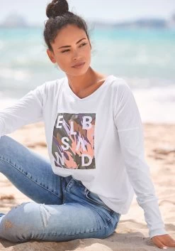 Feel Good Bustierbikinitop -Beste Bikini Winkel elbsand shirt met lange mouwen inea met frontprint wit