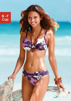 Chiemsee Beugelbikini Met Zilverkleurige Sierring -Beste Bikini Winkel lascana beugelbikini met bloemenprint paars 1