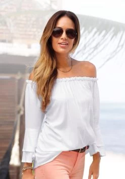 Jette Joop Triangelbikini In Eenvoudig Design -Beste Bikini Winkel lascana blouse met carmenhals van geweven viscose wit