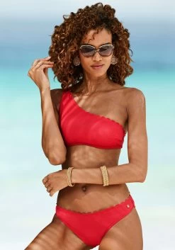 Buffalo Bikinitop Met Beugels Geruit Met Sierrand -Beste Bikini Winkel lascana bustierbikinitop scallop in one shouldermodel rood 2