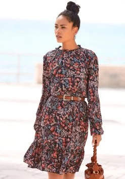 Buffalo Triangelbikini Met Neonkleurige Siernaad -Beste Bikini Winkel lascana gedessineerde jurk van geweven viscose multicolor