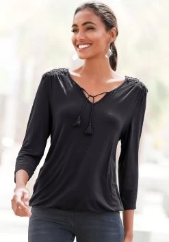 KangaROOS Beugelbikini In Batikdesign -Beste Bikini Winkel lascana shirt met 3 4 mouwen met gehaakte kant bij de schouders zwart 1