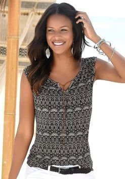 Buffalo Triangelbikini Met Neonkleurige Siernaad -Beste Bikini Winkel lascana tanktop met bandjes in imitatieleer set van 2 zwart 1