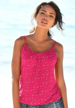 Chiemsee Beugelbikini Met Zilverkleurige Sierring -Beste Bikini Winkel lascana top met spaghettibandjes met iets aangerimpelde hals set van 2 roze 1