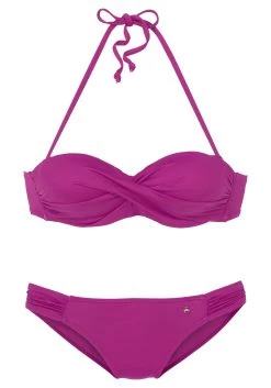 S.Oliver RED LABEL Beachwear Beugelbikini In Bandeaumodel Met Ruches -Beste Bikini Winkel soliver red label beachwear beugelbikini in bandeaumodel met ruches roze 1