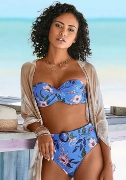 S.Oliver RED LABEL Beachwear Beugelbikinitop In Bandeaumodel Maya Met Gebloemd Design En Wikkel-look -Beste Bikini Winkel soliver red label beachwear beugelbikinitop in bandeaumodel maya met gebloemd design en wikkel look blauw 7