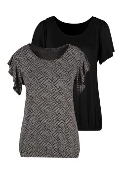 Feel Good Bustierbikinitop -Beste Bikini Winkel vivance t shirt met korte volantmouwtjes set van 2 zwart 1